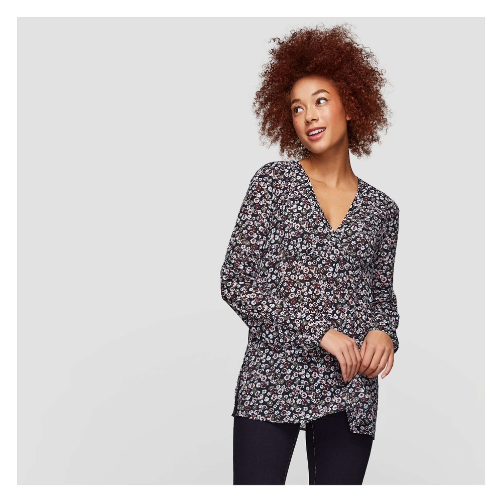 Joe Fresh V-neck Wrap Tunic Blouse NWT